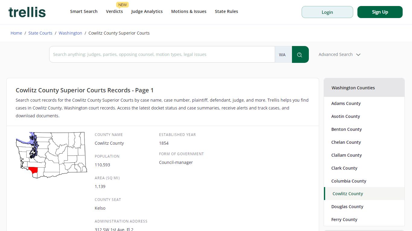 Cowlitz County Superior Court Records | Docket Search ... - Trellis
