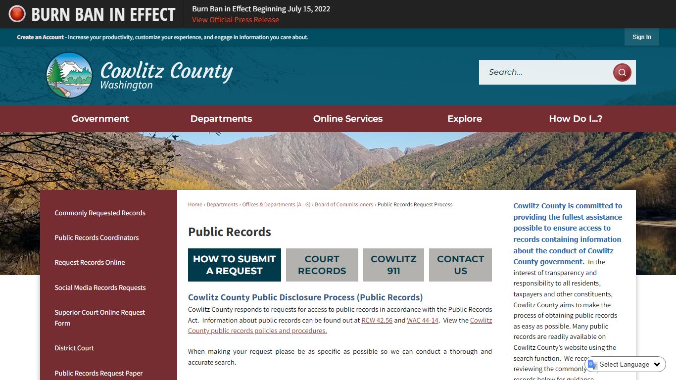 Public Records | Cowlitz County, WA - Official Website